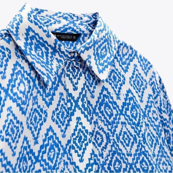 ZARA PRINTED SATIN SHIRT NEW - Picture 2 of 10